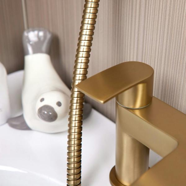 Flode Falun | Bath Shower Mixer | Including Handset and Holder | Brushed Brass