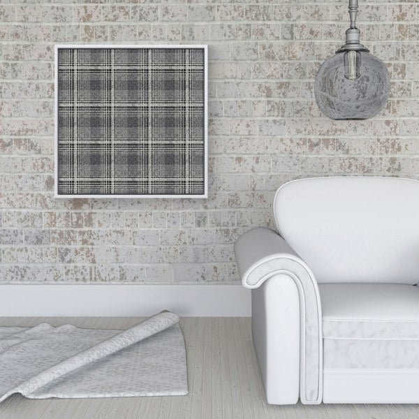 Warren Reed Monochrome Textured Checked Pattern Framed Canvas