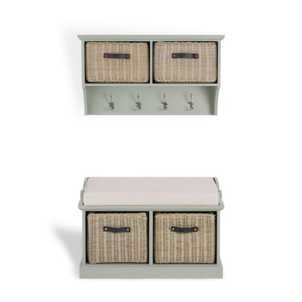Statement Furniture Tetbury Hanging Shelf and Bench Set with Storage - Small