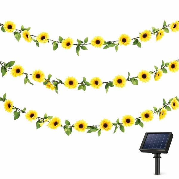 Gardenwize 25 LED Solar String Lights – 2m Sunflower Garland LED Lights