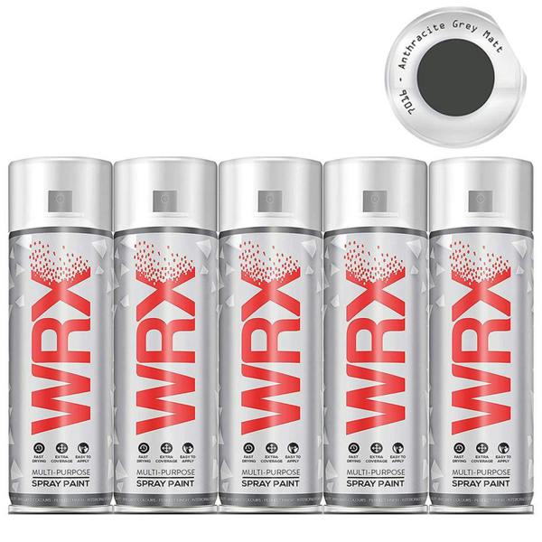 WRX 5X WRX Anthracite Grey Matt Spray Paint 400ml RAL 7016