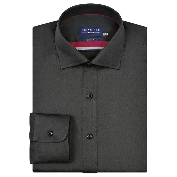 Men's Charcoal Plain Satin Dress Shirt