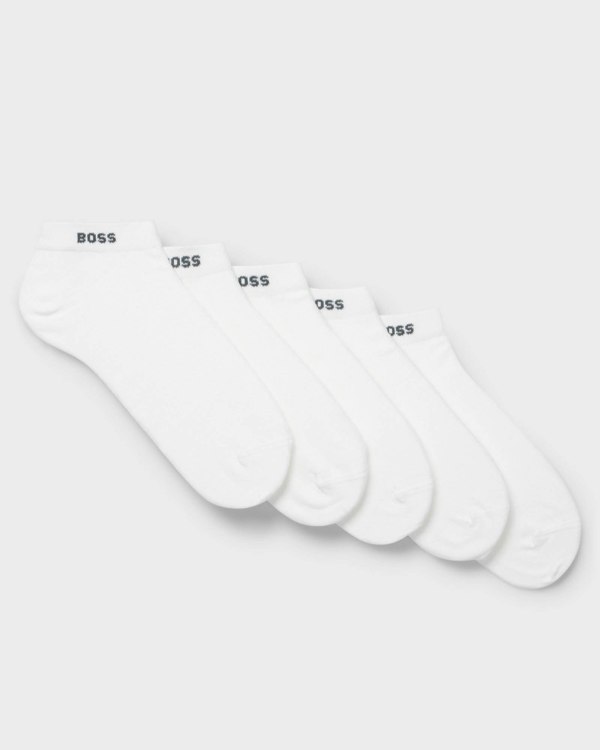 BOSS Orange 5-Pack Mens Cotton-Blend Ankle Socks - White 100