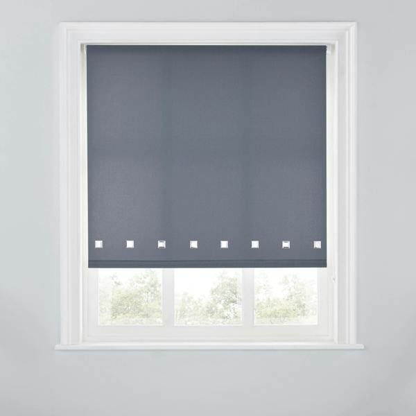 A.Unique Home Trimmable Square Eyelet Roller Blind - 2FT - CHARCOAL - 60cm(W)x170cm(L)