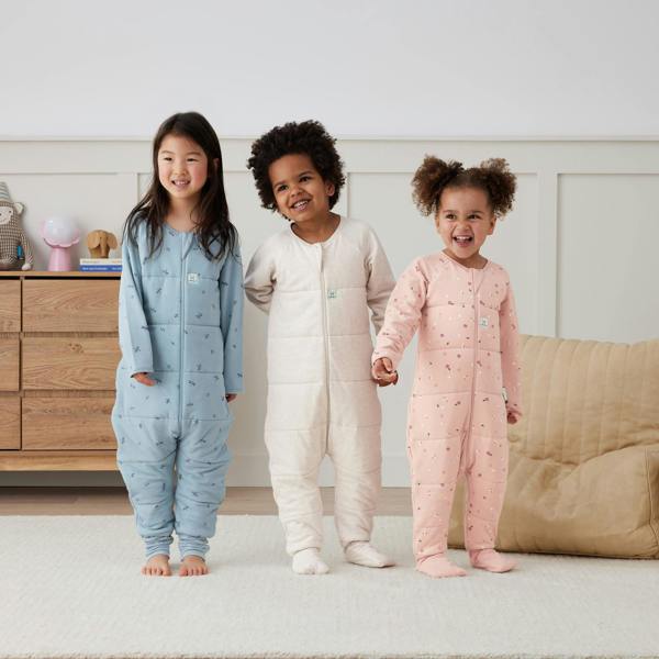 ergoPouch - Organic Winter Long Sleeved Sleep Onesie - Daisies - 2.5 TOG