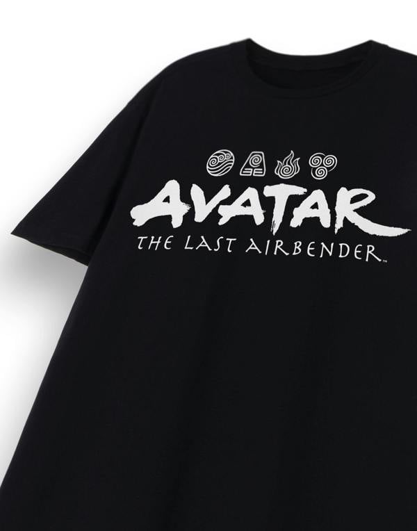 Avatar: The Last Airbender Mens Black Element Logos Short Sleeved T-Shirt