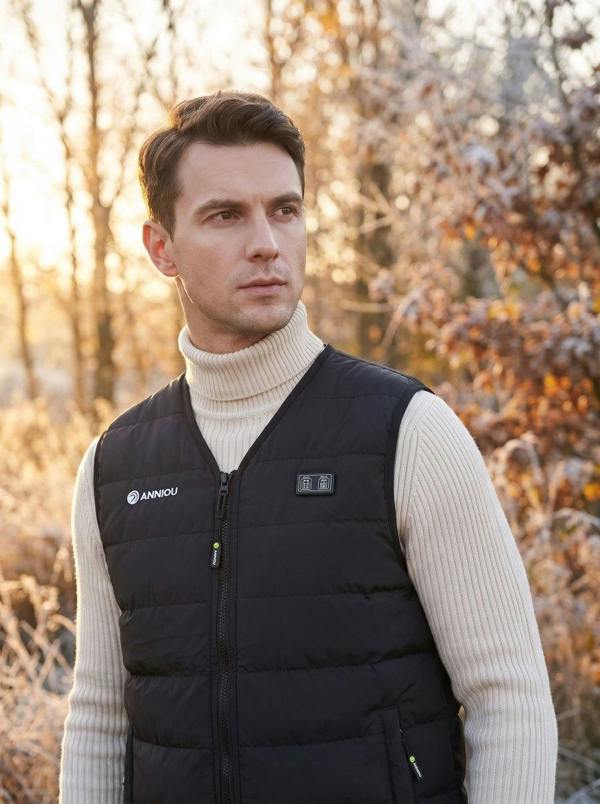 Anniou Men's V-Neck Heated Gilet