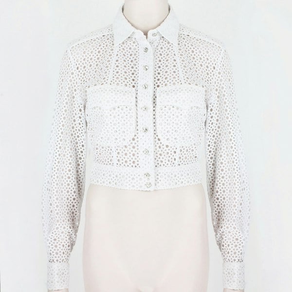 Alaia luxurious macrame jacket in white