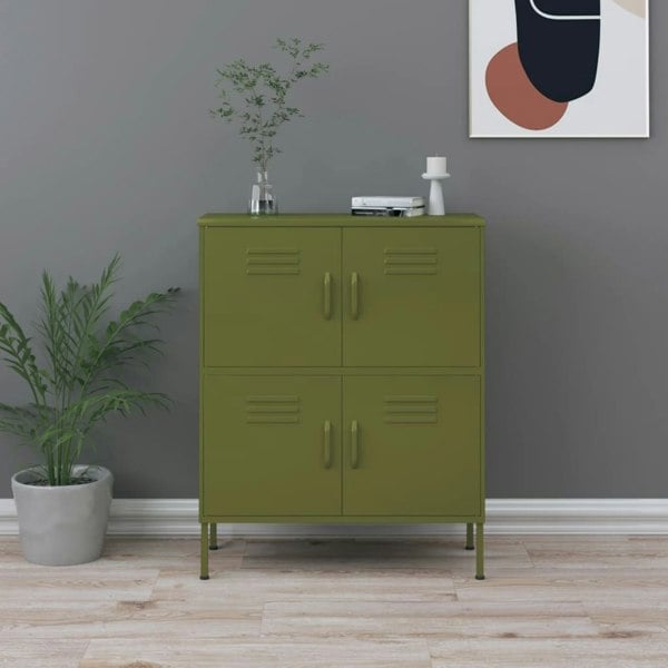 Berkfield Storage Cabinet Olive Green 80x35x101.5 cm Steel