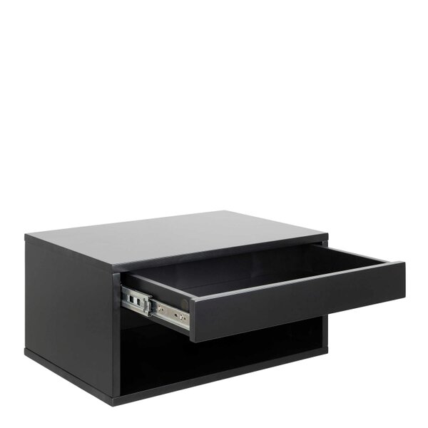 Wyld Haus Cholet Square Bedside Table with 1 Drawer in Black