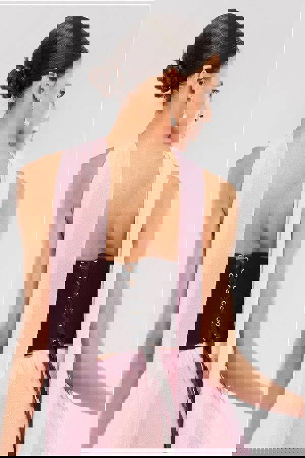 Compact Crepe Lace Up Corset T227