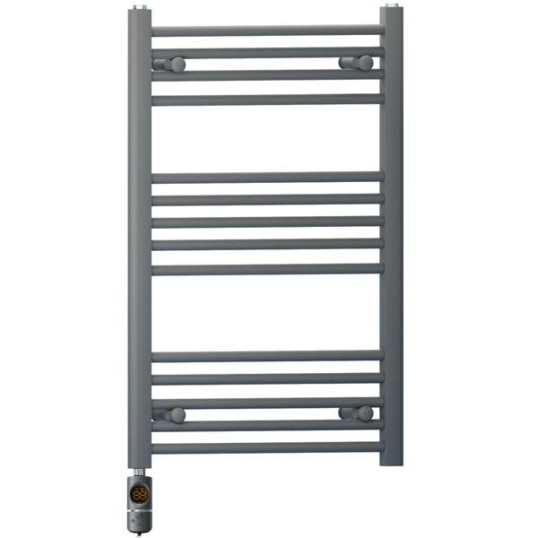 MYHOMEWARE 500 x 800 mm Anthracite Grey Electric Bathroom Towel Rail Radiator Heater With AF Thermostatic Electric Element Pre-Filled