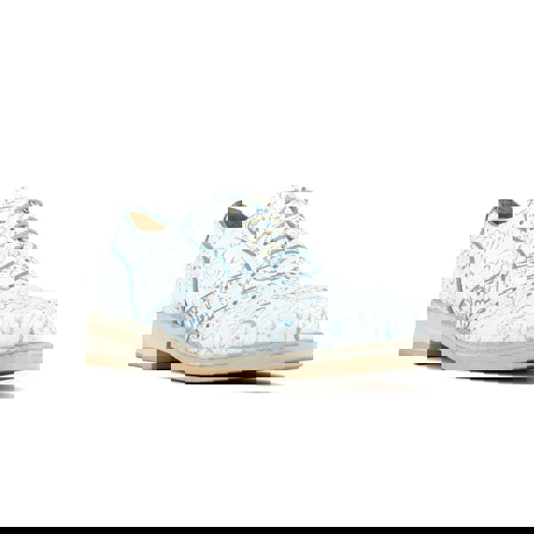 Embassy London Brick Lane - White Flowers - Women's contrast leather lace-up brogue