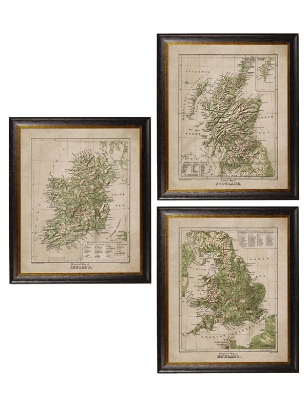 Exceptional Art c.1880 Maps of The United Kingdom & Ireland