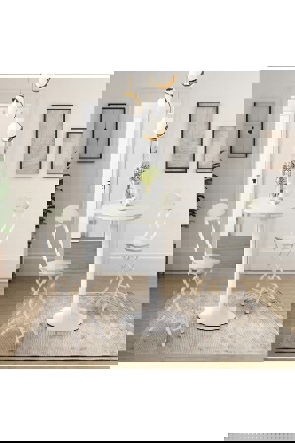 Living and Home Round Wooden Top Coffee Table with Metal Base