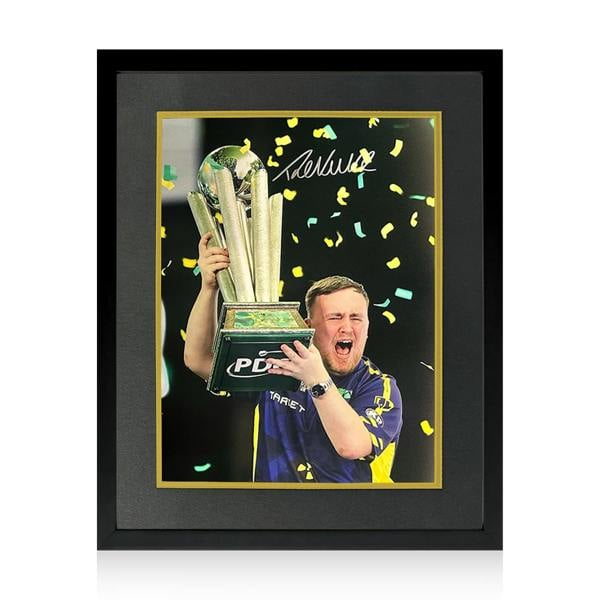 Luke Littler Signed 2025 World Champion Image Deluxe Mount Frame