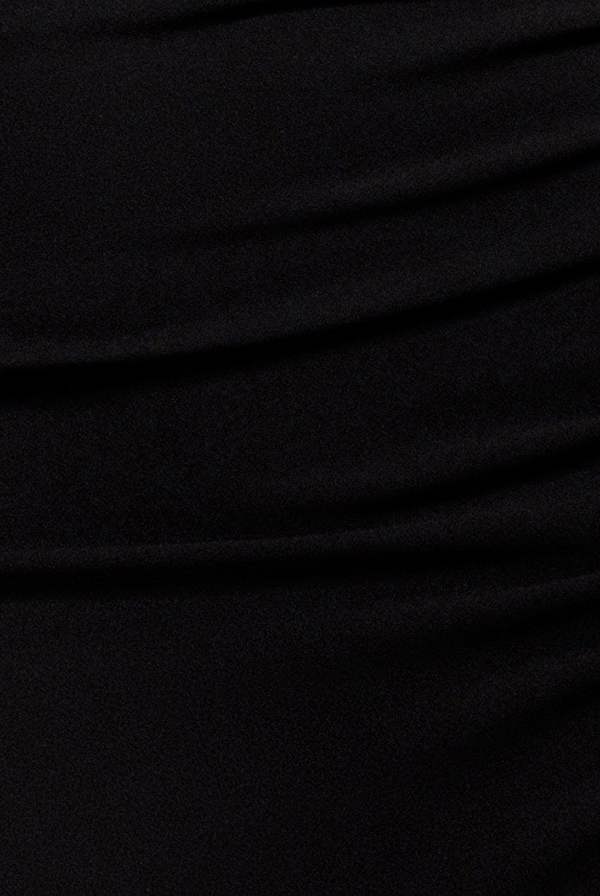 Pleated One Shoulder Bardot Fit And Flare Maxi Dress - Black DR4909