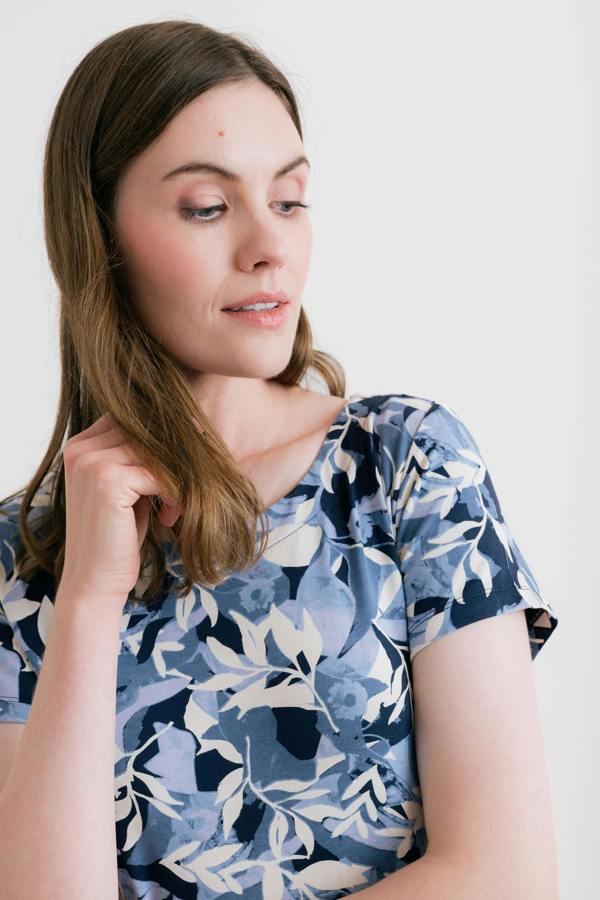 Lily & Me Pier Short Sleeve Jersey Print Tunic Navy