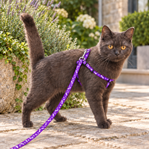 Small Dog / Cat Adjustable Harness with Quick Release Lead