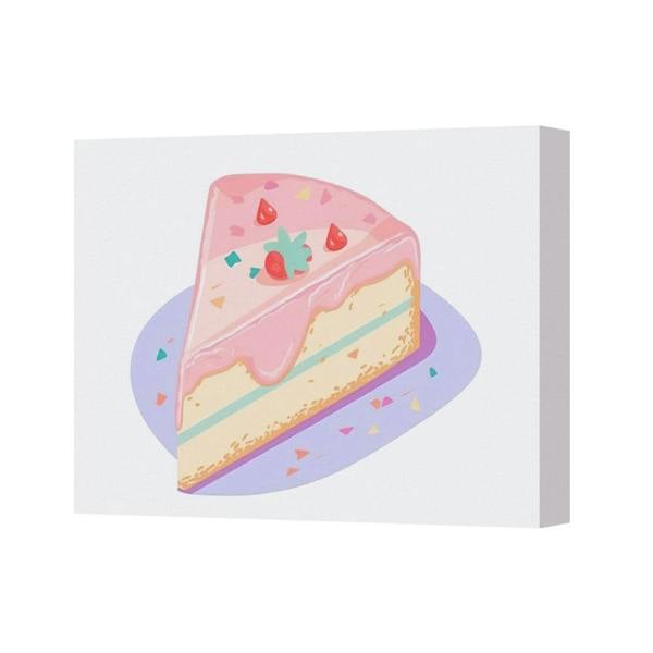Benjamin Tate Design Pastel Pink Cake Slice Canvas Print With Sprinkles Wall Art