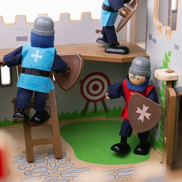 Bigjigs Toys Wooden King George's Castle Bundle With Knights And Royal Family Dolls