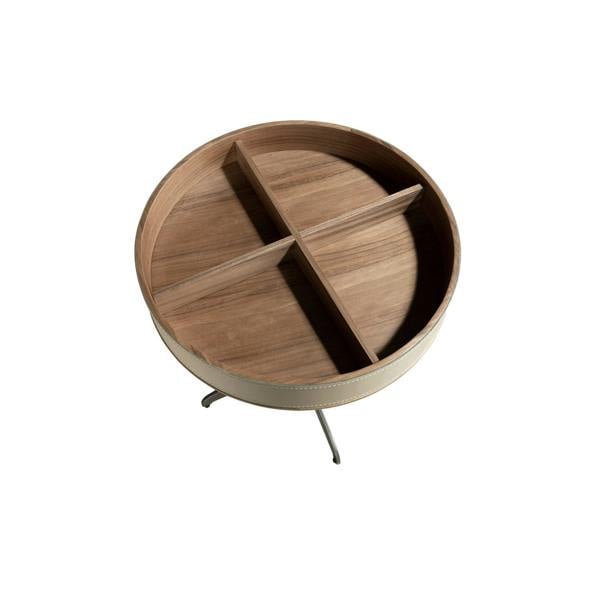 Angel Cerdá Round Corner Table in Leatherette, Walnut and Grey Steel 2156