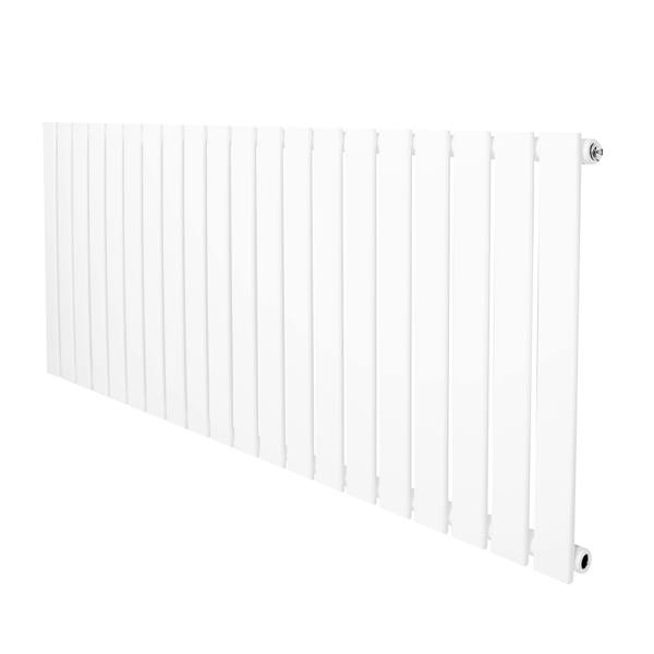 Flat single column radiator in sleek white finish, measuring 600 x 1400mm, featuring a modern, minimalist design with vertical slats