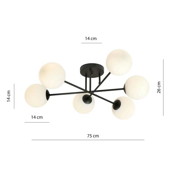 Emibig ROMA Ceiling lamp  6 x E14 Black with White Shade