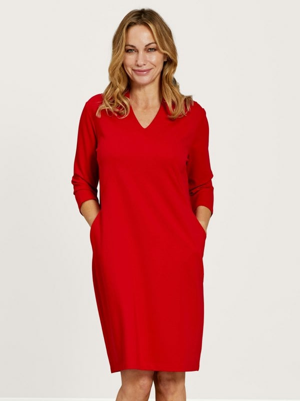 PennyPlain High Back V-neckline Dress - Red