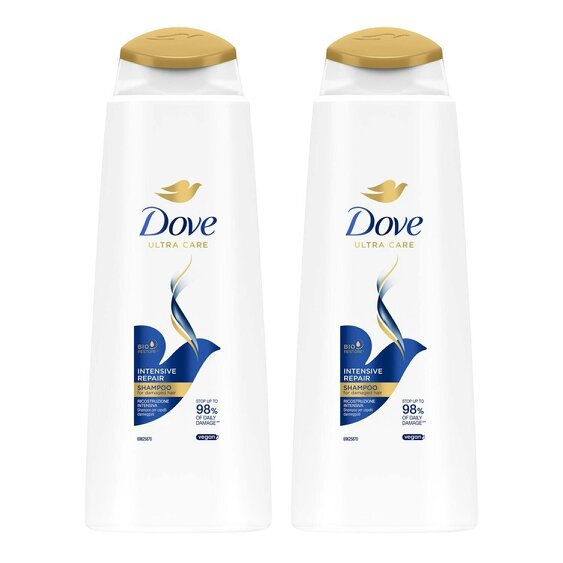 Dove Ultra Care Shampoo - Intensive Repair 2x400 ml, Bio Restore Technology