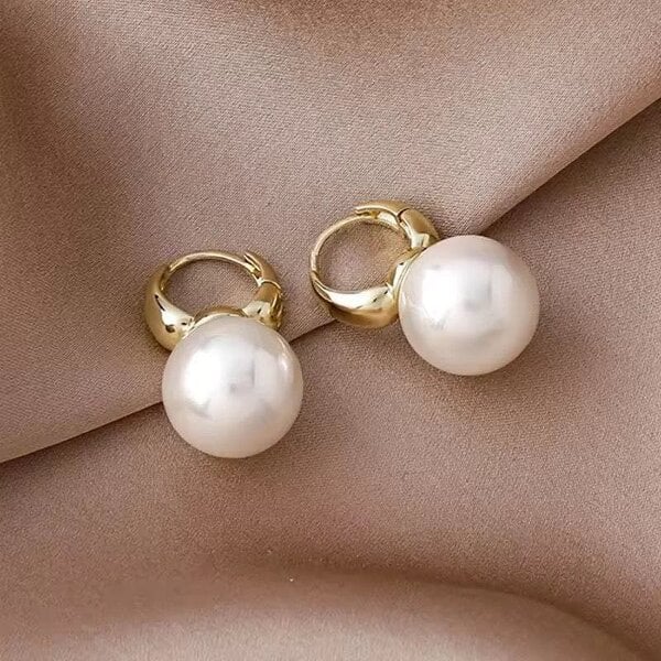 The Colourful Aura Gold Hoop Pearl Drop Earrings