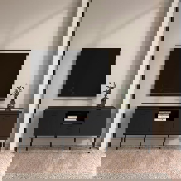 Furniture To Go Media TV Unit with 2 Doors 1 Drawer in Black