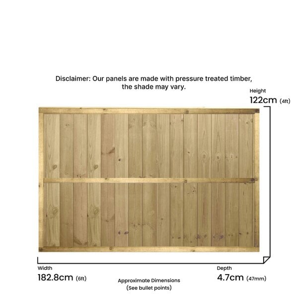 Premier Garden Supplies Ultimate Tongue & Groove Vertical Boards Fence Panel - Wood - Pressure Treated (Tanalised)