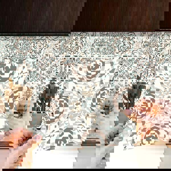 WALPLUS WT1598 - Vintage Victorian Wall Tile Stickers - 15 cm x 15 cm - 24 pcs