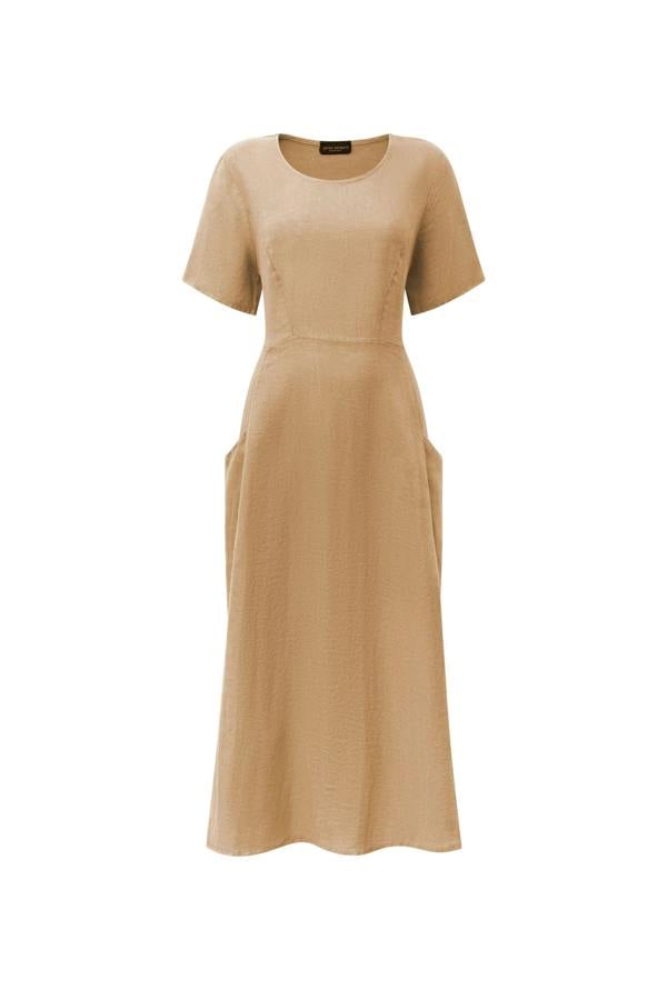 James Lakeland Sand Linen Midi Dress