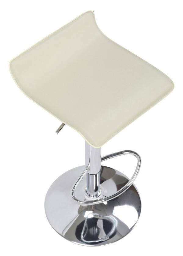 Lamboro Baceno Single Kitchen Bar Stool, Chrome Footrest, Height Adjustable Swivel Gas Lift, Breakfast Bar & Home Barstool, Cream