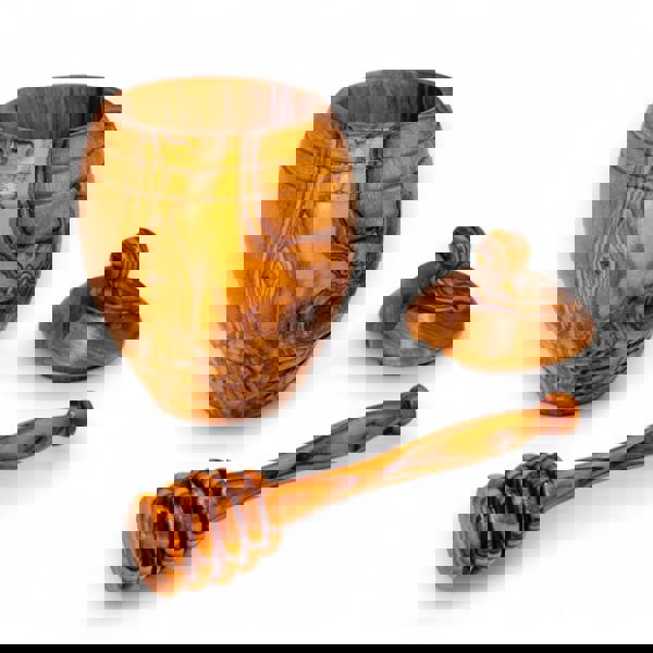 Bee Sweet – Olive Wood Honey Pot & Dipper