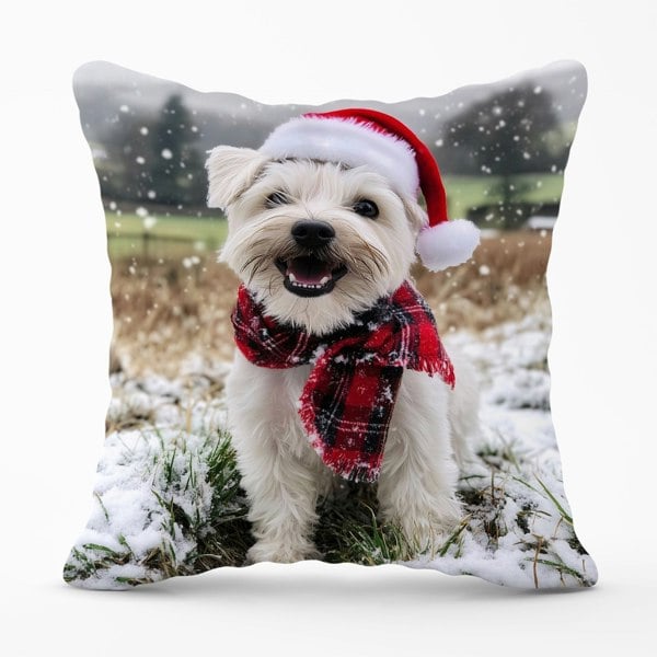 Warren Reed Christmas Dandie Dismount Terrier Cushion