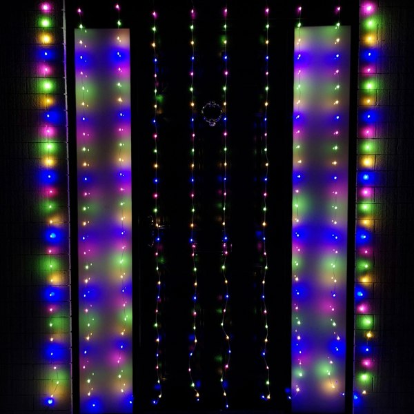 Samuel Alexander 2.1m 300 LED Indoor Outdoor Party Curtain Christmas Lights in Multi-Coloured