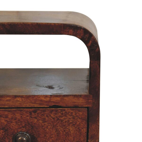 Wyld Haus Cagliari Small Chestnut Curve Drawer and Shelf Bedside Table