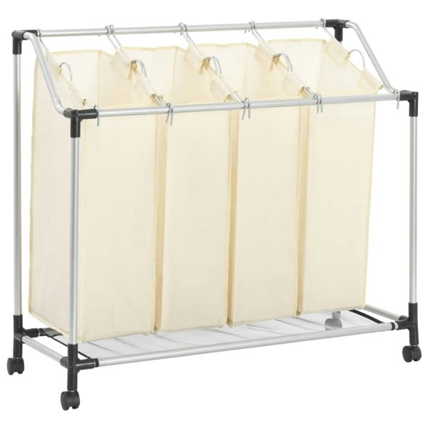 Berkfield Laundry Sorter with 4 Bags Cream Steel