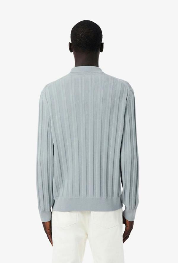 Lacoste Fluid Ribbed Polo Collar Cardigan