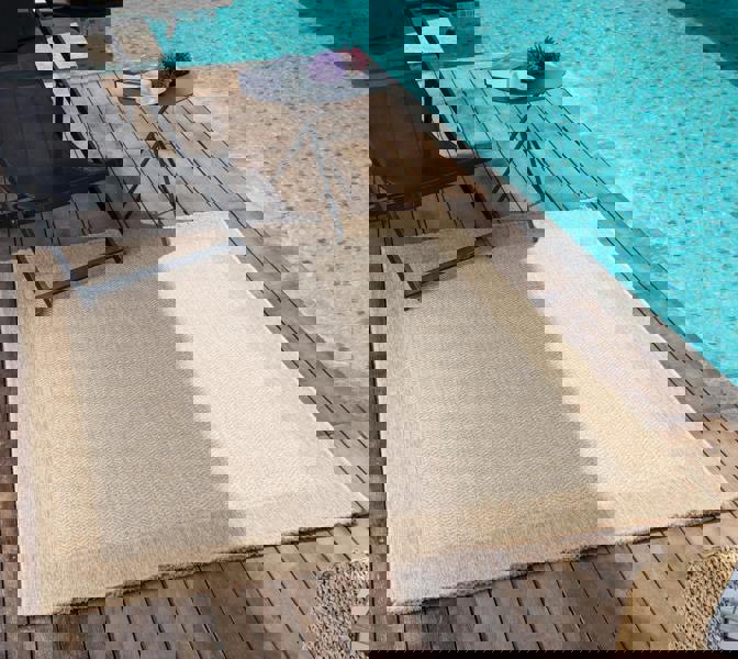 Livabliss Mirage-Cottage Tan Beige Fringe In- & Outdoor Jute-Look Rug