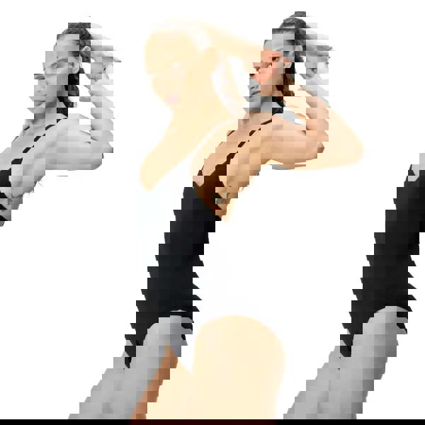 Speedo Solid V-Neck Swimsuit - Black