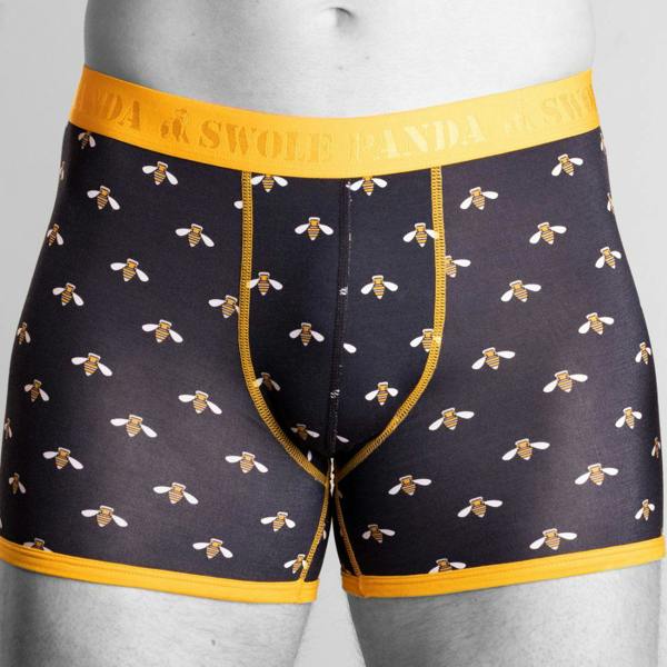 SWOLE PANDA Bumblebees Bamboo Boxer Brief, Navy/yellow