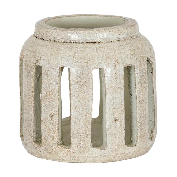 Hill Interiors Tarn Collection Ceramic Candle Holder - White - 