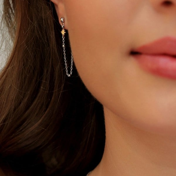 Gold Trip Star Chain Drop Earrings