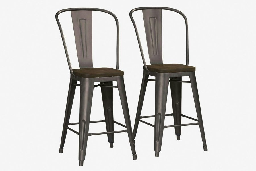 Dorel Home Luxor Barstool in Metal White - 2 pieces