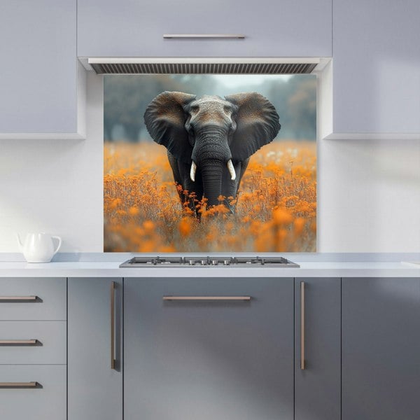 Warren Reed Elephant in Meadow Glass Kitchen Splashback - 00002