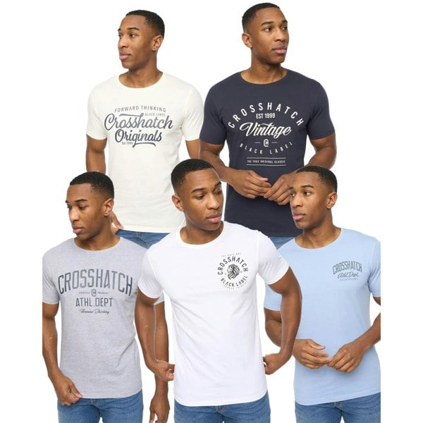 Crosshatch Mens Collegetheme Assorted Designs T-Shirt (Pack of 5) - Multicoloured